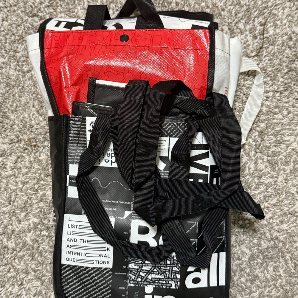 Lululemon Athletica Red and Black Graphic Tote